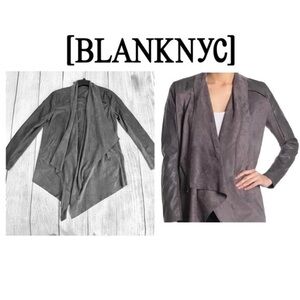 BLANK NYC Women’s Grey Faux Suede Vegan Leather Drape Lapel Jacket Size Medium